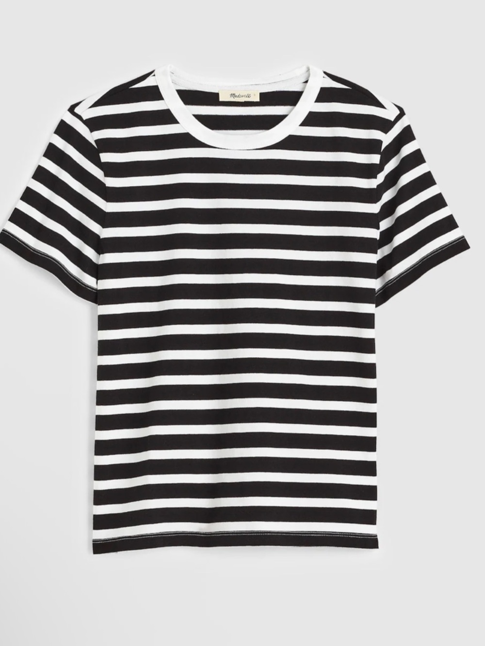 Madewell The Perfect Crewneck Short Sleeve Striped In Allday Jersey NY733  L